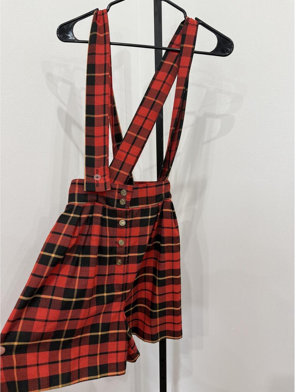 Bonjour Red and Black Plaid Suspender Short - Picture 7 of 12